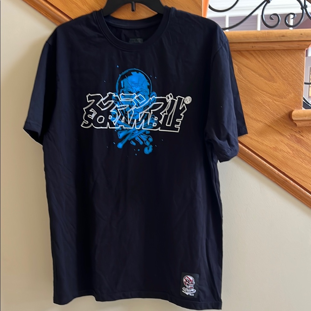 Scramble Black Graphic T-Shirt Size Large New